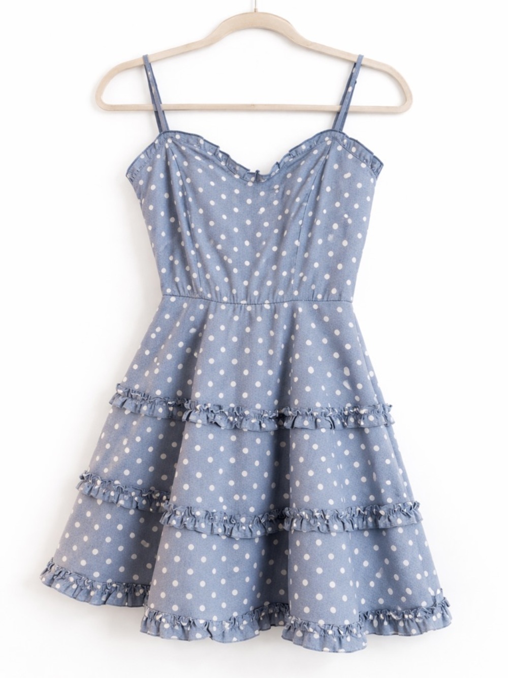 Blue Polka Dot Ruffle Mini Dressed